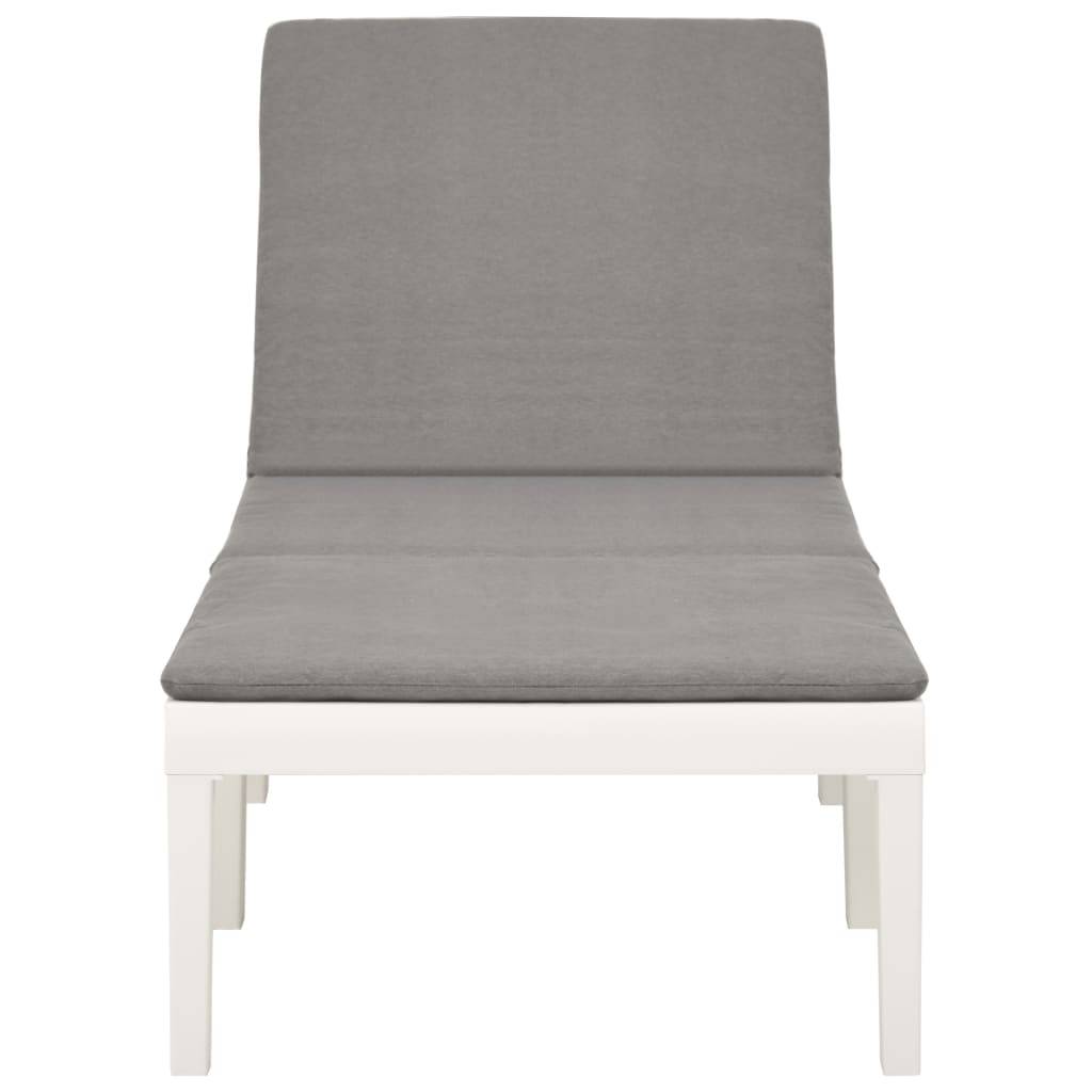 Chaise longue | Transat | Bain de soleil avec coussin Plastique Blanc - Image 3