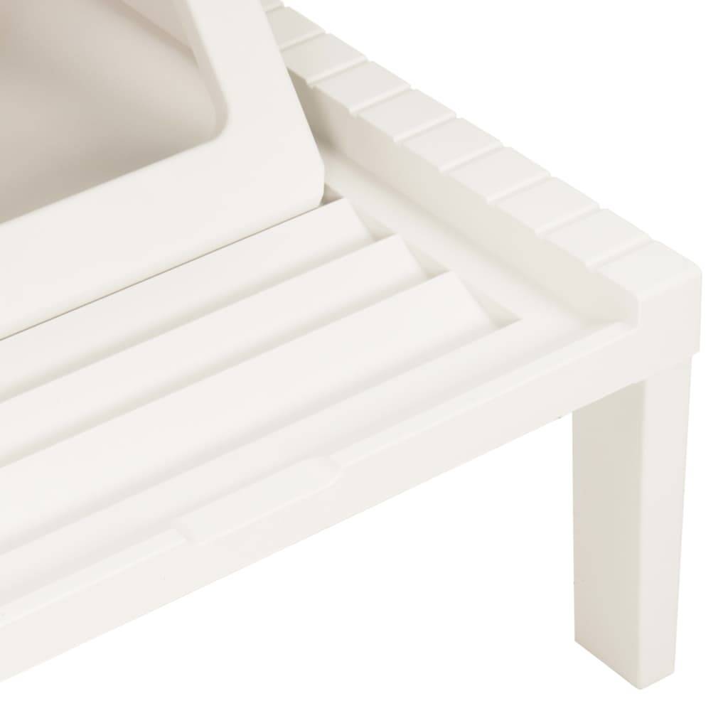 Chaise longue | Transat | Bain de soleil avec coussin Plastique Blanc - Image 7