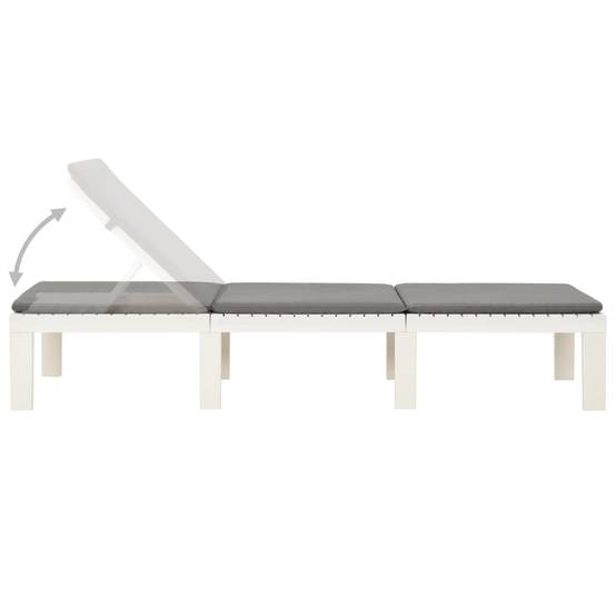 Chaise longue | Transat | Bain de soleil avec coussin Plastique Blanc - Image 6