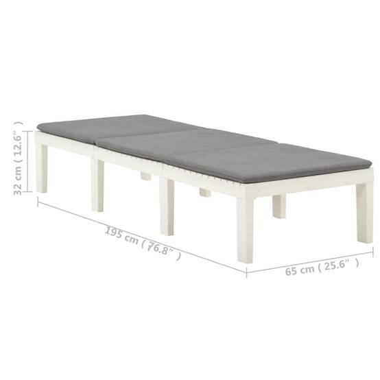 Chaise longue | Transat | Bain de soleil avec coussin Plastique Blanc - Image 9