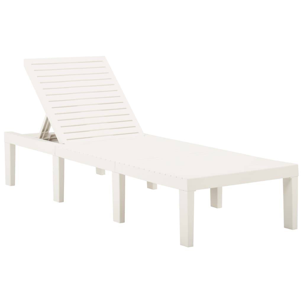 Chaise longue | Transat | Bain de soleil avec coussin Plastique Blanc - Image 5