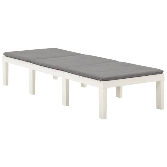 Chaise longue | Transat | Bain de soleil avec coussin Plastique Blanc - Image 1