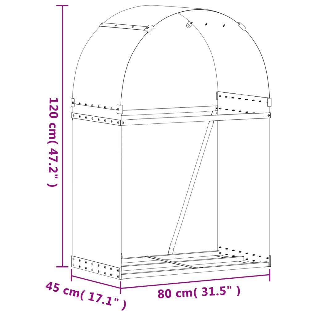 Range-bûches extérieur en acier galvanisé Argenté 80x45x120 cm – ComfortXL Outdoor Living - Image 9