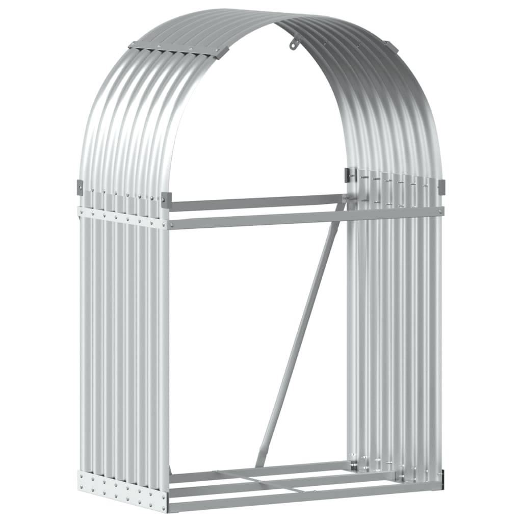 Range-bûches extérieur en acier galvanisé Argenté 80x45x120 cm – ComfortXL Outdoor Living - Image 2