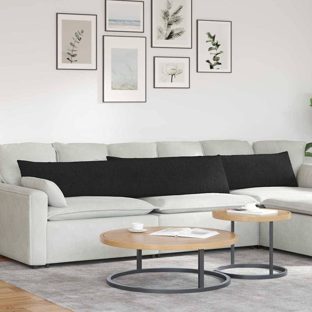 Paire de Coussins Dossier Tissu pour Canapé Palette et Banc Intérieur Noir 200 x 40 cm – ComfortXL Outdoor Living - Image 1