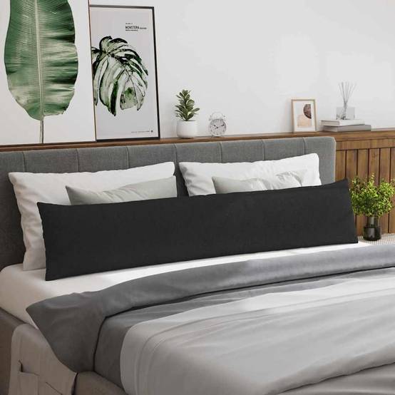 Paire de Coussins Dossier Tissu pour Canapé Palette et Banc Intérieur Noir 200 x 40 cm – ComfortXL Outdoor Living - Image 4