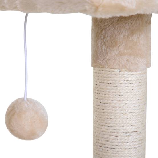 Arbre à chat/griffoir avec poteau en sisal, hamac en peluche, panneaux de particules, beige, 50 x 36 x 70 cm - Image 8