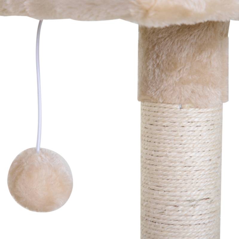 Arbre à chat/griffoir avec poteau en sisal, hamac en peluche, panneaux de particules, beige, 50 x 36 x 70 cm - Image 8