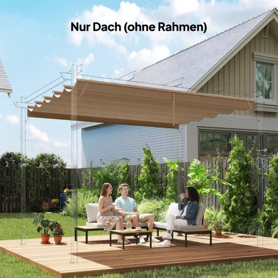 Toit de rechange pour pergola polyester anti-UV drainage eau 250x255 cm marron - ComfortXL Outdoor Living - Image 2