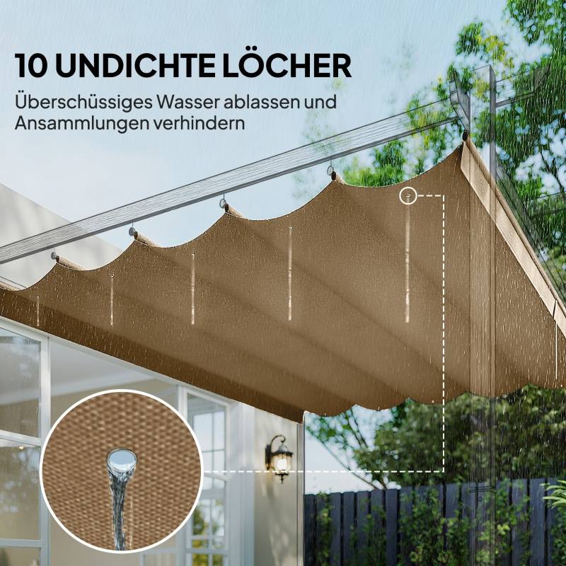 Toit de rechange pour pergola polyester anti-UV drainage eau 250x255 cm marron - ComfortXL Outdoor Living - Image 6