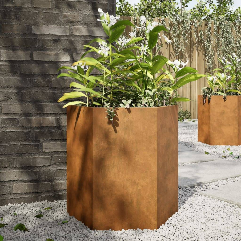 ComfortXL - Lot de 2 Carrés Potager Hexagonaux Acier Corten Rouillé Jardin 46x45 cm – ComfortXL Outdoor Living - Image 1