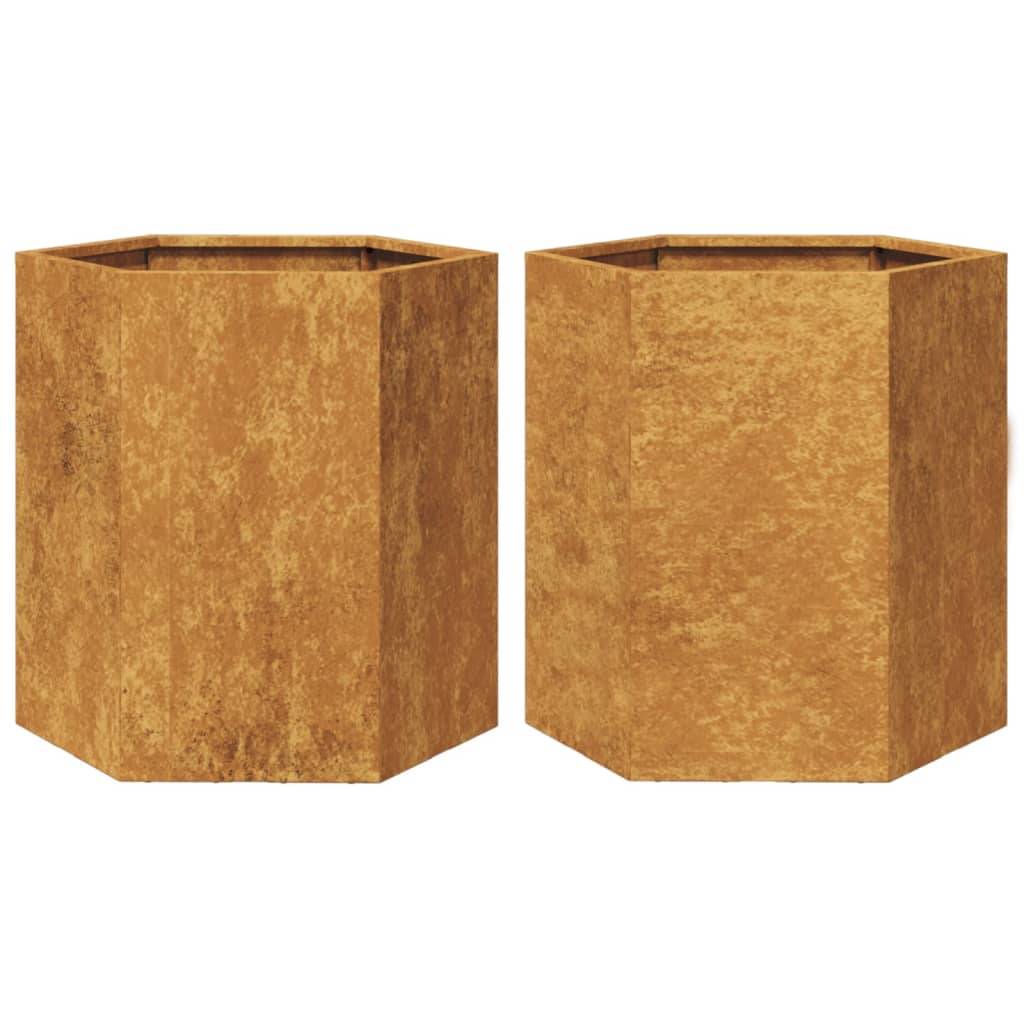 ComfortXL - Lot de 2 Carrés Potager Hexagonaux Acier Corten Rouillé Jardin 46x45 cm – ComfortXL Outdoor Living - Image 2
