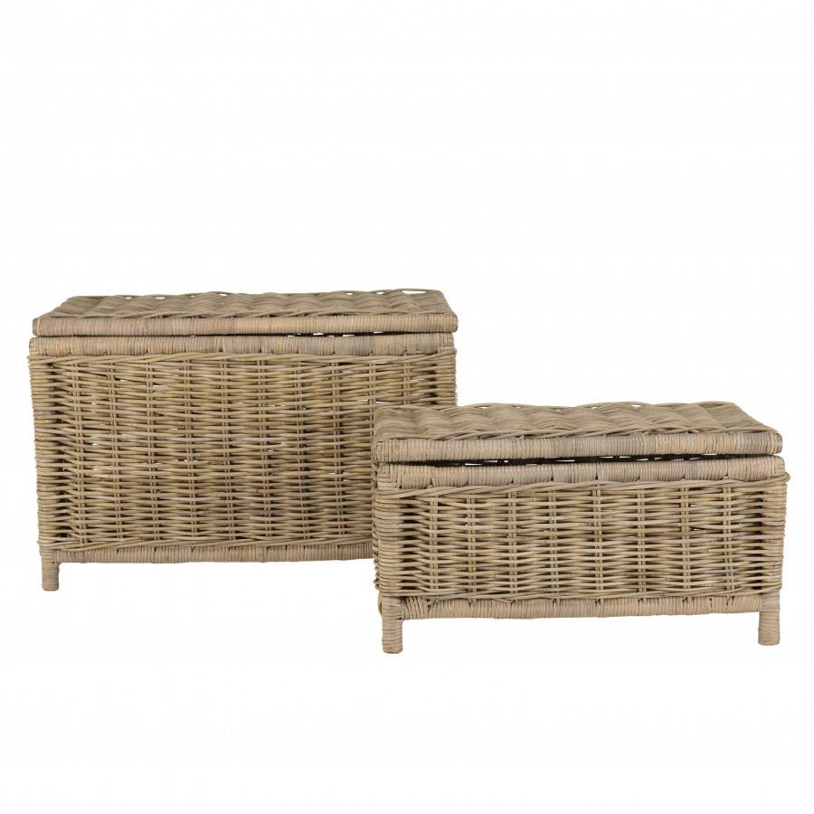 Macabane - KALLY - Set de 2 coffres de rangement rectangulaires en kubu naturel - Imagen 4