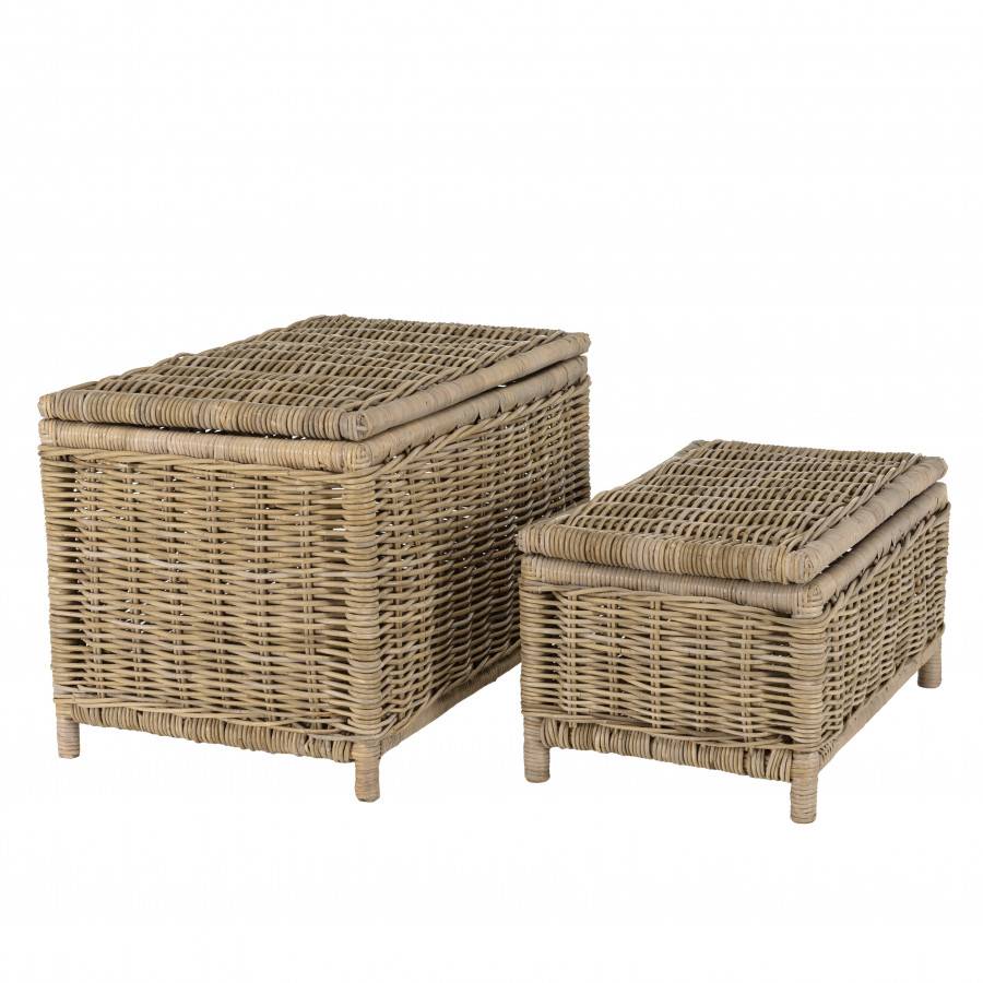Macabane - KALLY - Set de 2 coffres de rangement rectangulaires en kubu naturel - Imagen 6