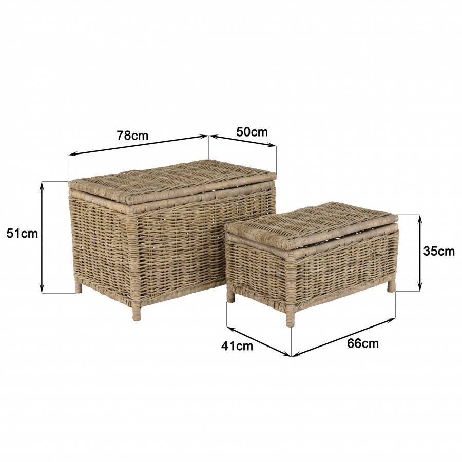 Macabane - KALLY - Set de 2 coffres de rangement rectangulaires en kubu naturel - Imagen 9