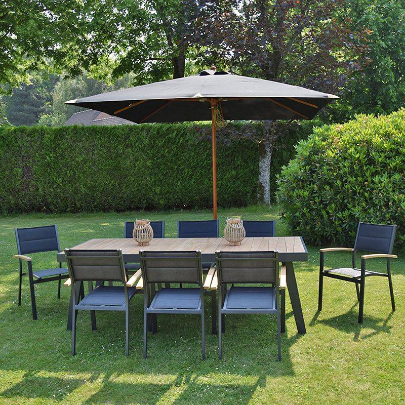 Fauteuil teck et aluminium noir Casablanca - Gecko Jardin - Imagen 3