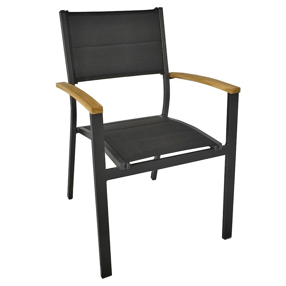 Fauteuil teck et aluminium noir Casablanca - Gecko Jardin - Imagen 2