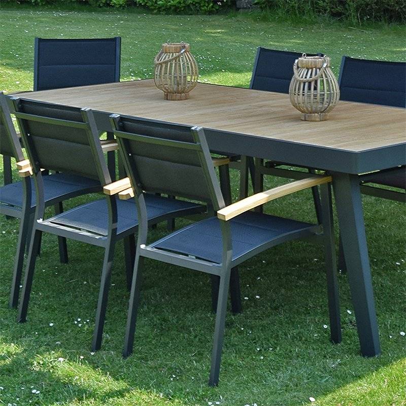 Fauteuil teck et aluminium noir Casablanca - Gecko Jardin - Imagen 4