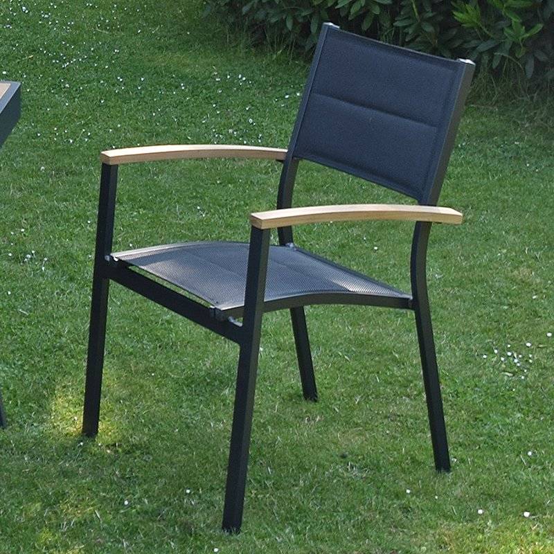 Fauteuil teck et aluminium noir Casablanca - Gecko Jardin - Imagen 1