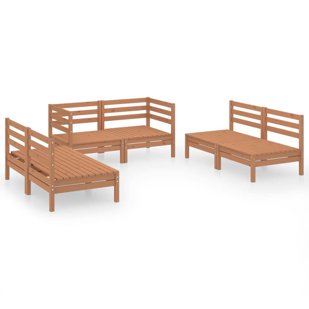 Helloshop26 - Salon de jardin meuble d'extérieur ensemble de mobilier 6 pièces marron miel bois de pin massif - Imagen 1