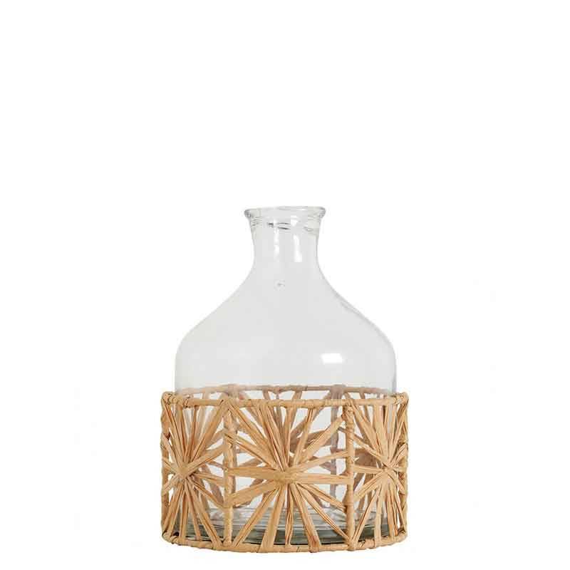 Vase bonbonne verre raphia 14x21cm - Image 5