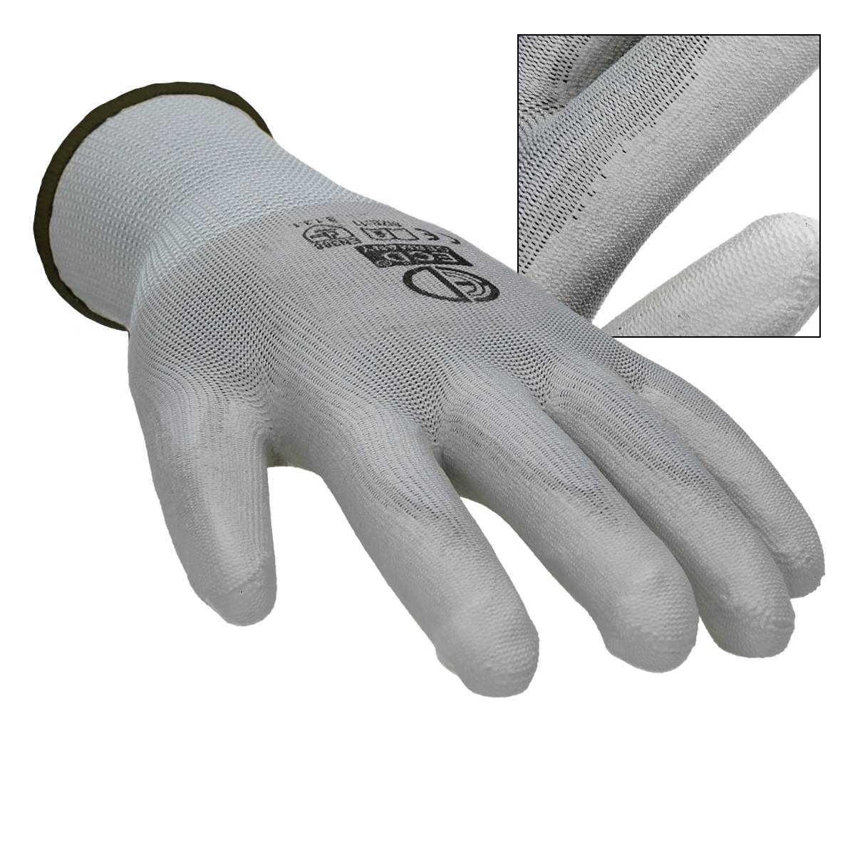 Ecd-Germany - ECD Germany 480 paires de gants de travail avec revêtement PU, taille 10-XL, gris, respirant, antidérapant - Imagen 3