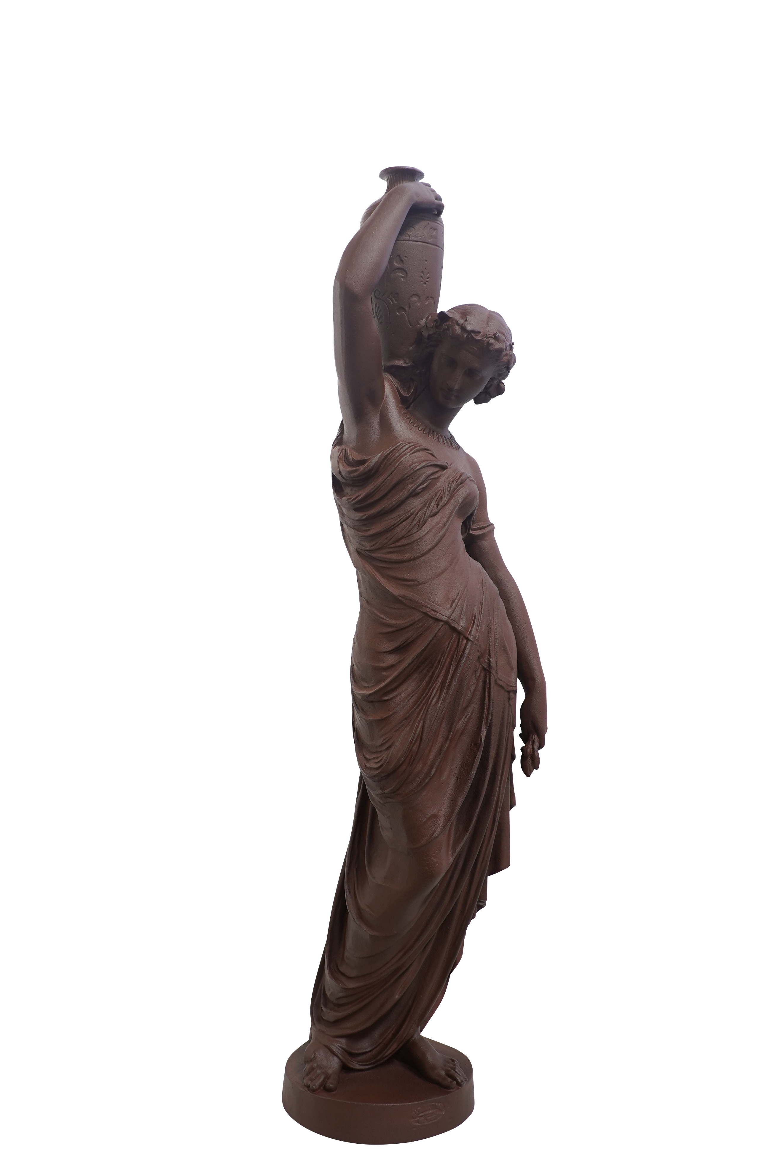 Statue en fonte, déesse à l’amphore Dommartin brun antique - Imagen 1