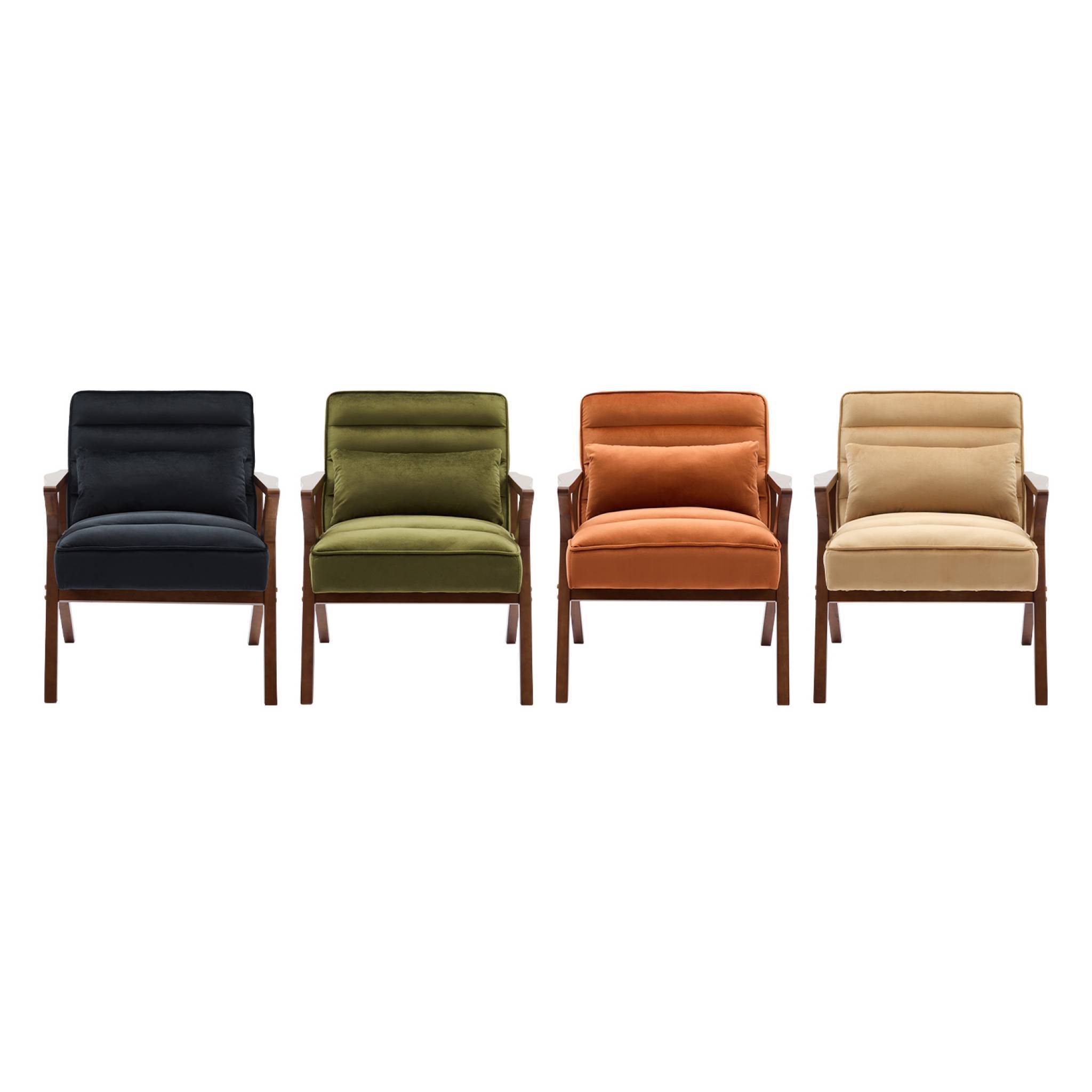 sweeek - Fauteuil scandinave bois d'hévéa et velours noir | sweeek - Image 7