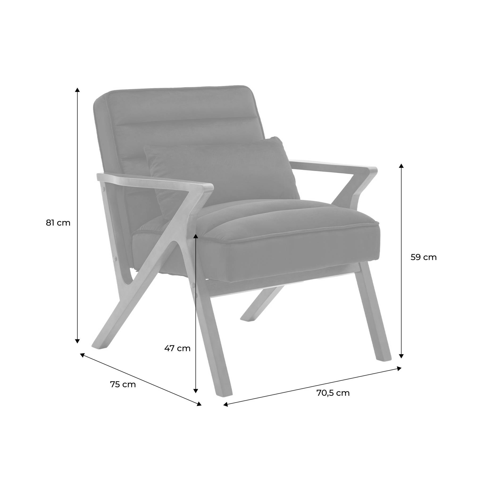 sweeek - Fauteuil scandinave bois d'hévéa et velours noir | sweeek - Image 5