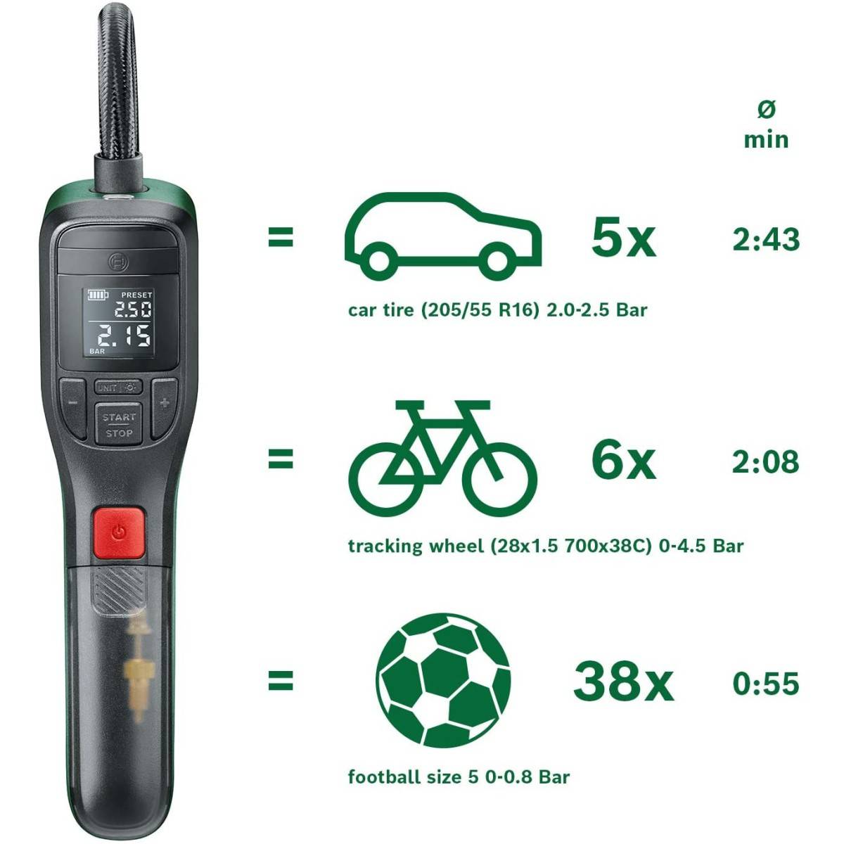 Bosch - Pompe à air comprimé à batterie 3.6 V 3Ah 10.3bar BOSCH Easy Pump Chargeur USB - Image 5