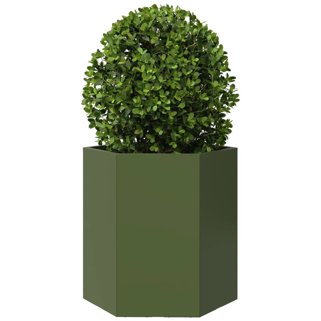 Jardinière acier vert olive 46 x 40 x 45 cm - PANGIVO - Image 3
