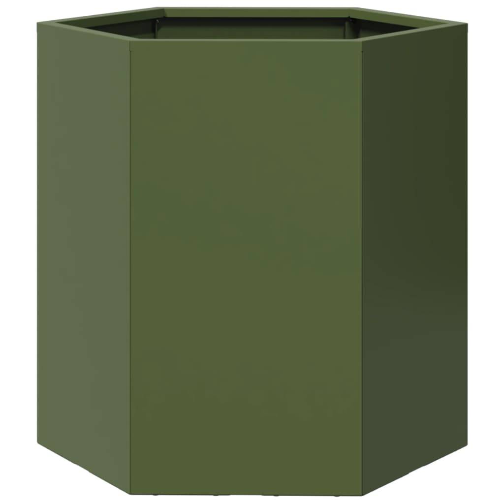 Jardinière acier vert olive 46 x 40 x 45 cm - PANGIVO - Image 6