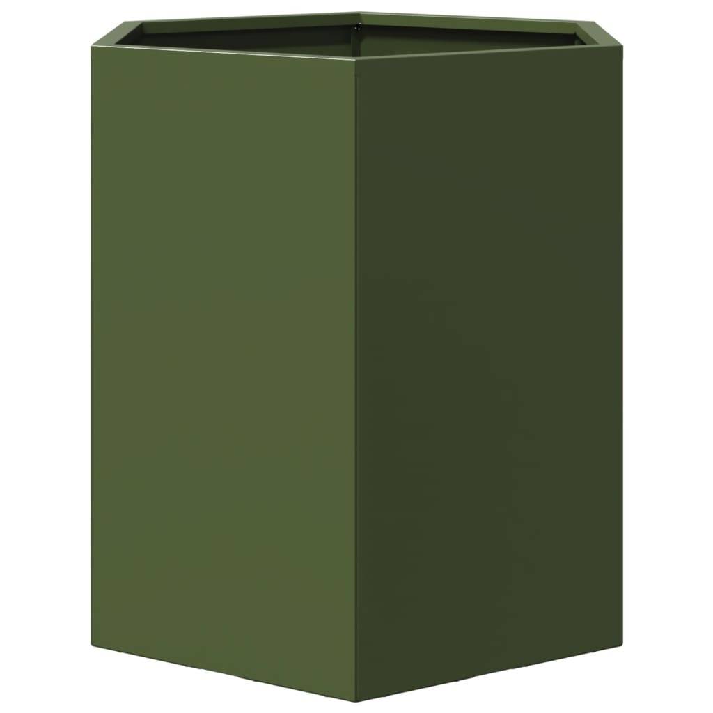 Jardinière acier vert olive 46 x 40 x 45 cm - PANGIVO - Image 5