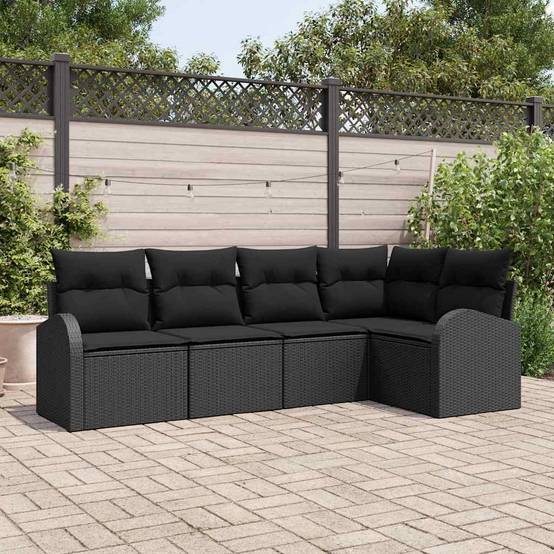 Salon de jardin 5 places en Poly rotin modulable et design moderne Noir – ComfortXL Outdoor Living - Image 1
