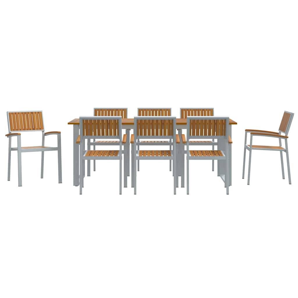Ensemble de salle à manger jardin 9 pcs gris bois d'acacia 200 x 90 x 75 cm - PANGIVO - Image 7