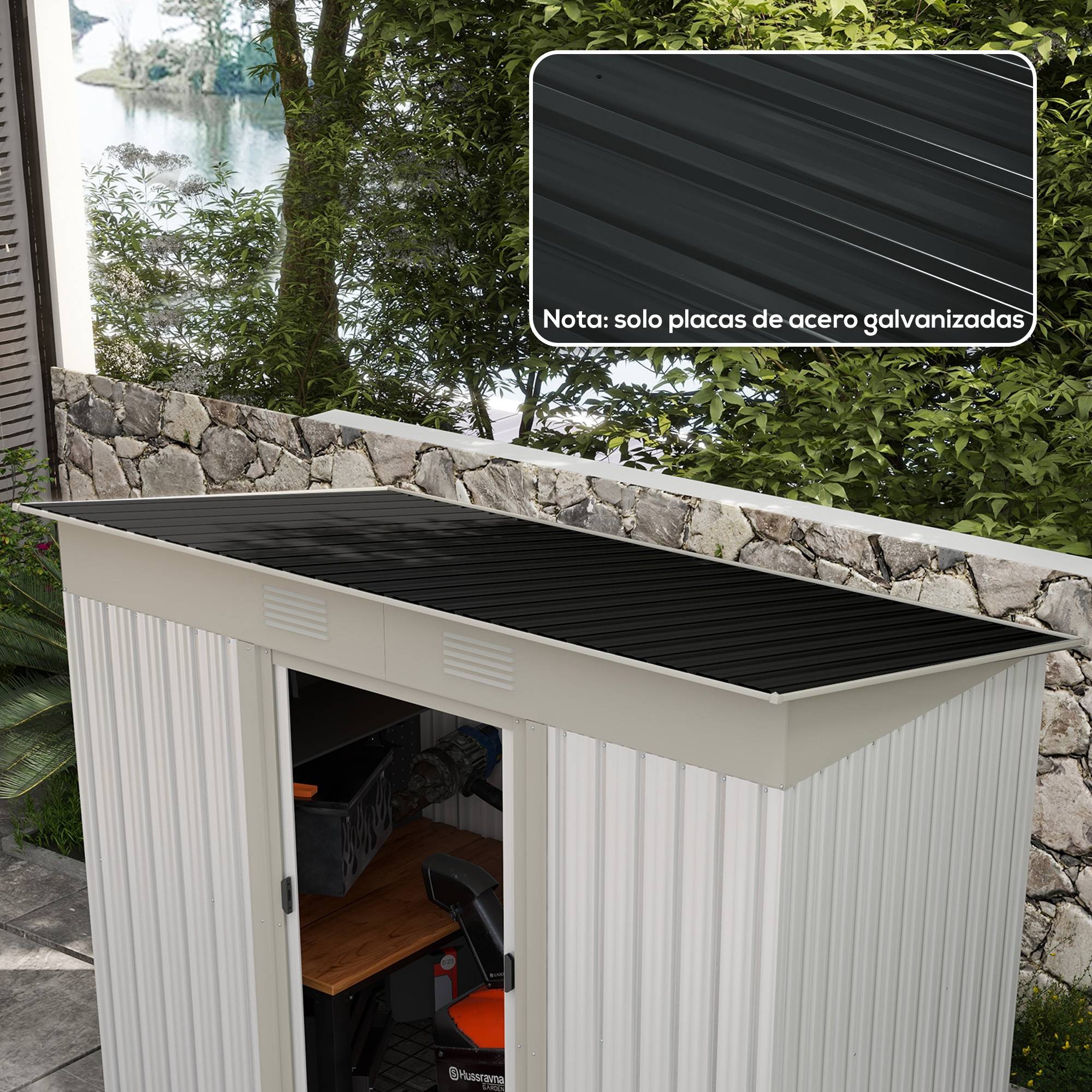 Ensemble de 12 panneaux de toiture en acier galvanisé, 7 m², pour abri de jardin, 129 x 45 cm, gris foncé - Image 3