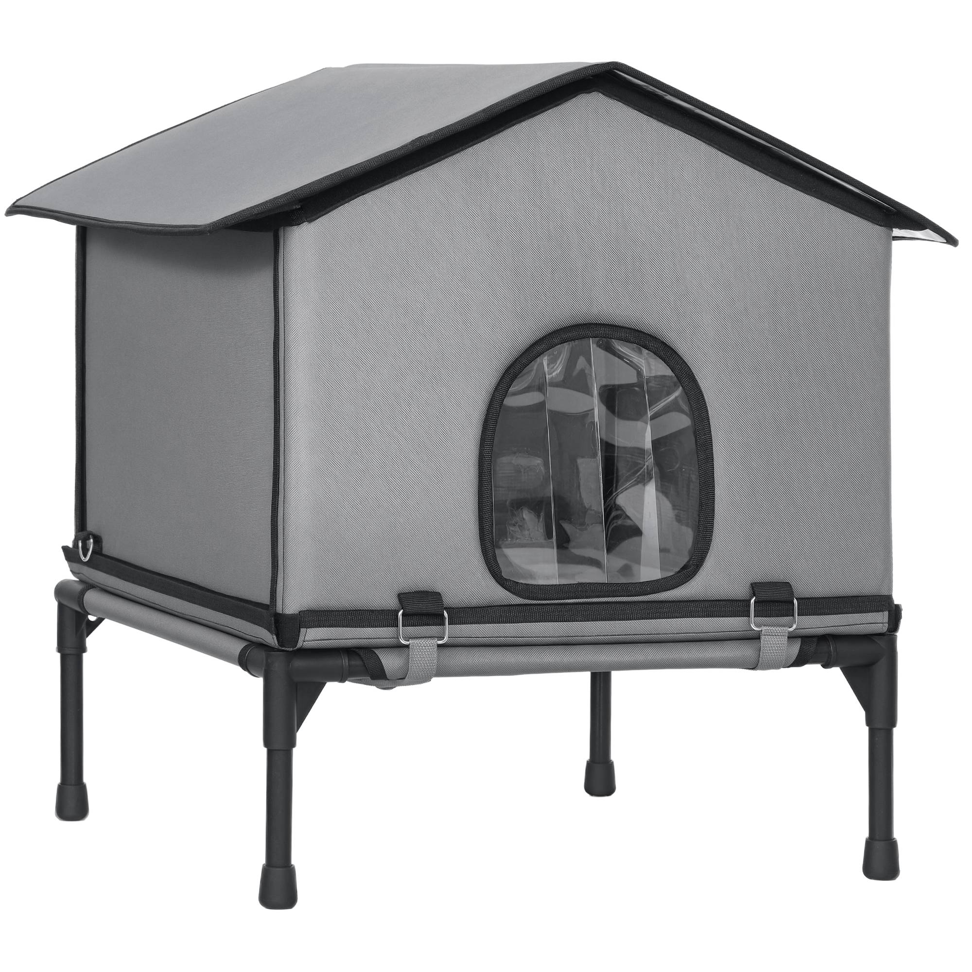 Sans Marque - Maison pliable chat coussin niche surélevée imperméable 62x58,5x60 cm grise - Image 1
