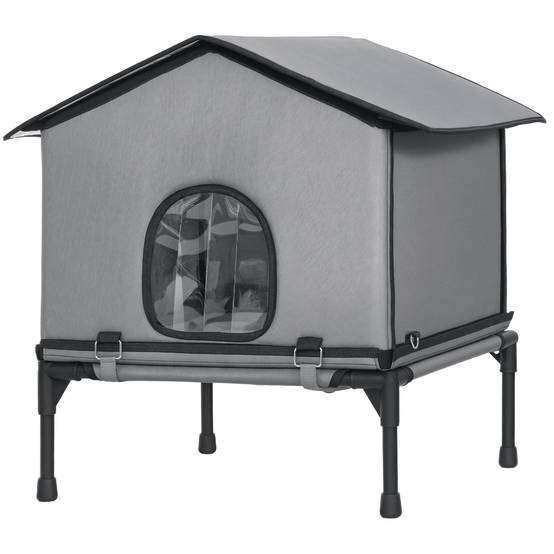 Sans Marque - Maison pliable chat coussin niche surélevée imperméable 62x58,5x60 cm grise - Image 2