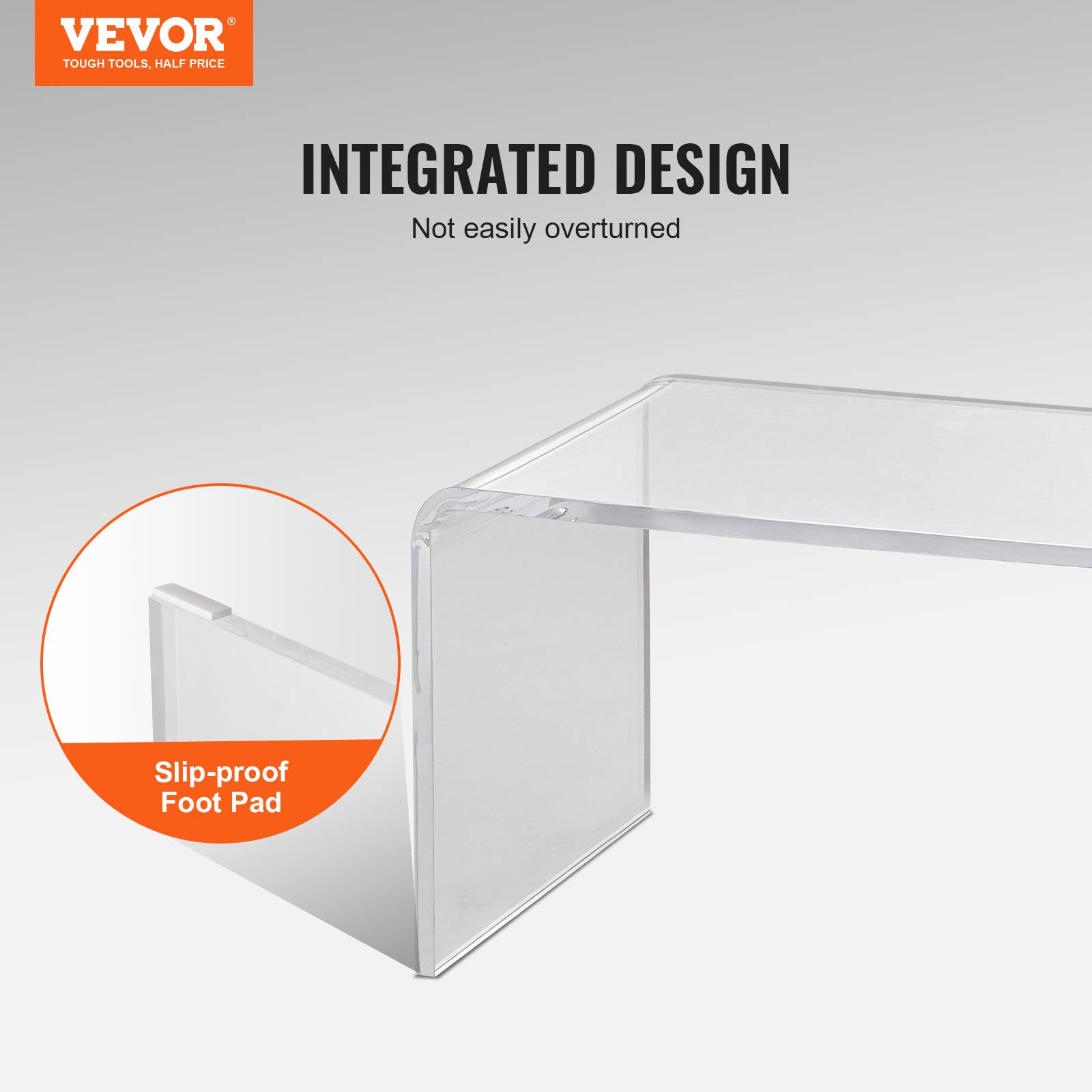 VEVOR Table basse acrylique 813x401x414 mm, charge 50 kg. Transparent, 20 mm épaisseur, salon, balcon. - Image 5
