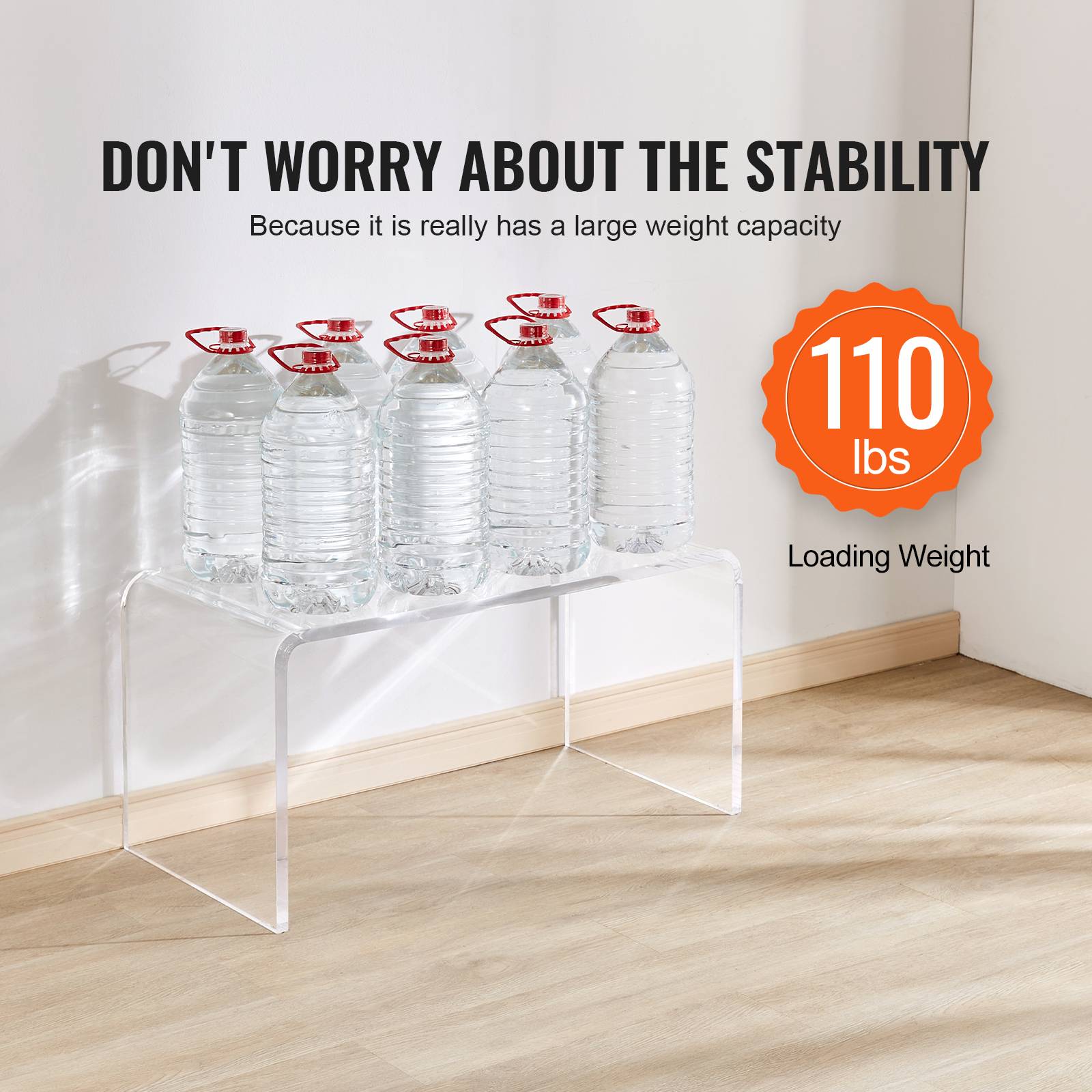 VEVOR Table basse acrylique 813x401x414 mm, charge 50 kg. Transparent, 20 mm épaisseur, salon, balcon. - Image 3