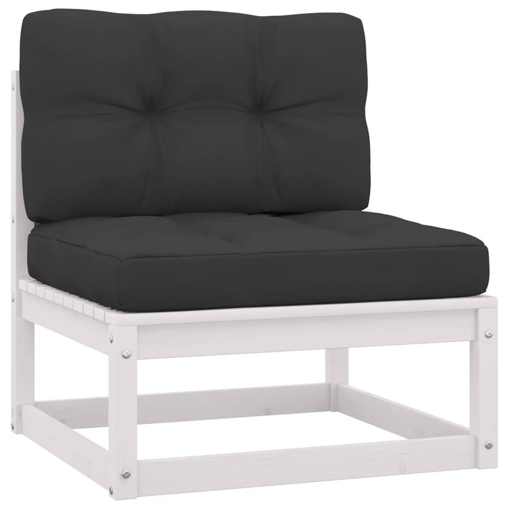 Helloshop26 - Salon de jardin meuble d'extérieur ensemble de mobilier 8 pièces avec coussins blanc bois de pin massif - Imagen 4