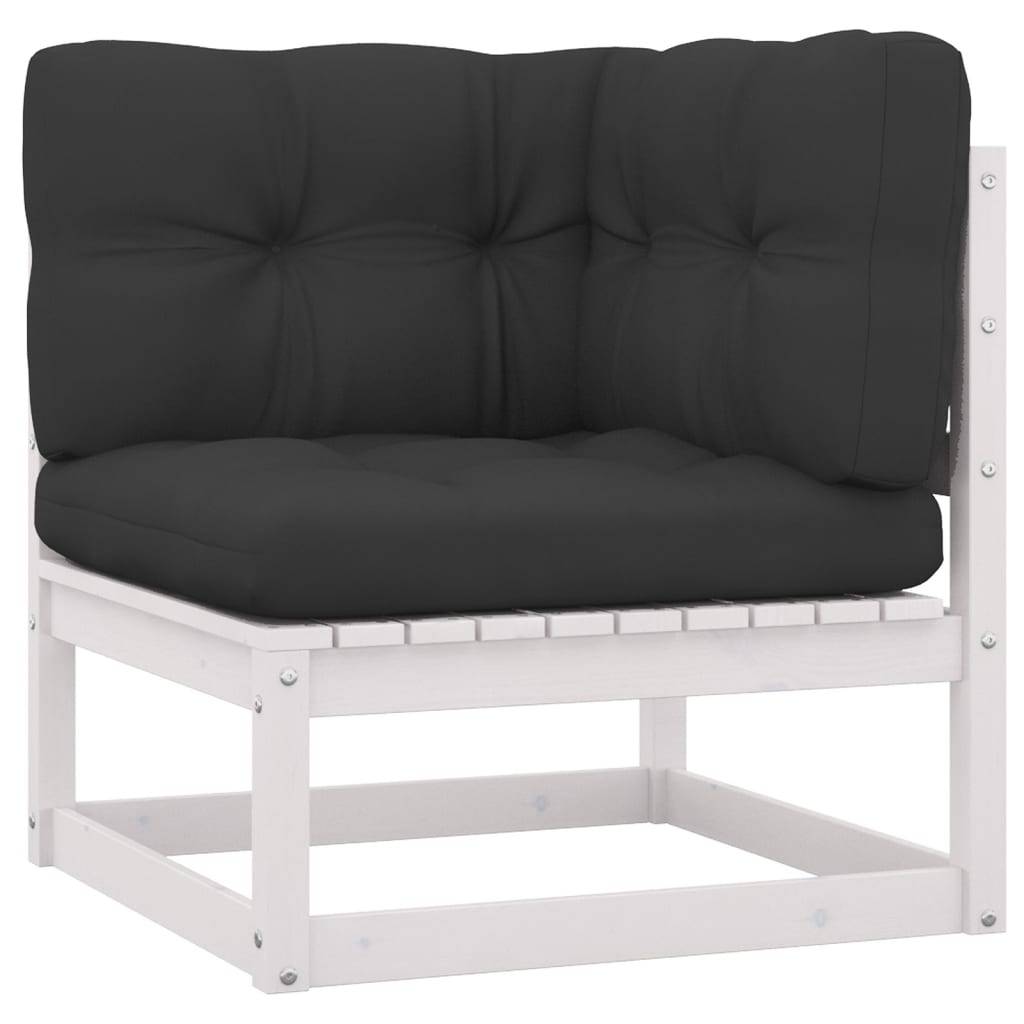 Helloshop26 - Salon de jardin meuble d'extérieur ensemble de mobilier 8 pièces avec coussins blanc bois de pin massif - Imagen 3