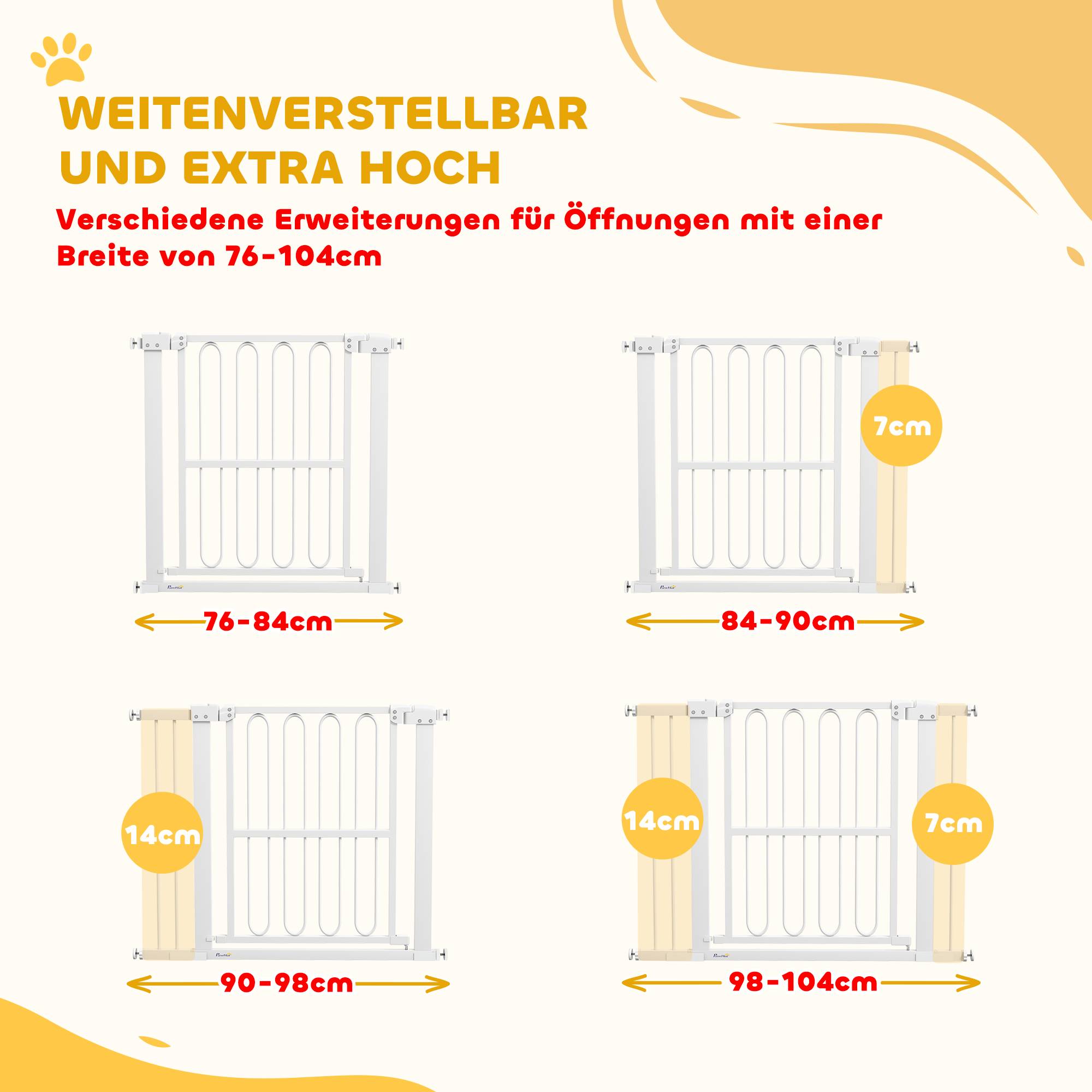 Sans Marque - Barrière de porte pour chien, 76-104 cm, sans perçage, pour escaliers - Image 6
