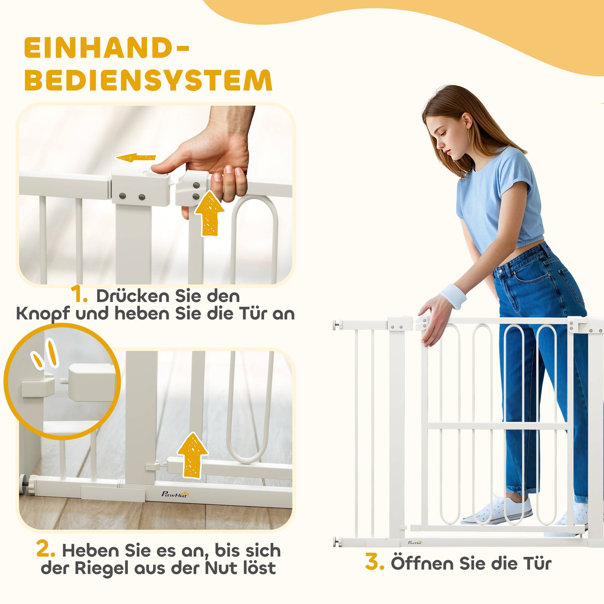 Sans Marque - Barrière de porte pour chien, 76-104 cm, sans perçage, pour escaliers - Image 8