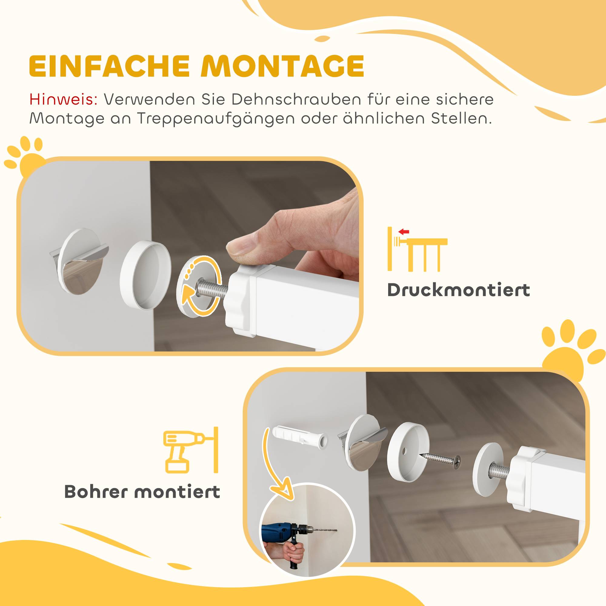 Sans Marque - Barrière de porte pour chien, 76-104 cm, sans perçage, pour escaliers - Image 7
