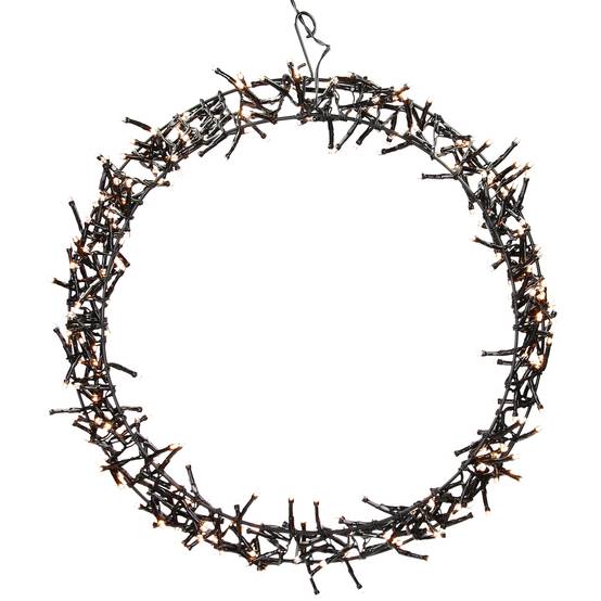 Ecd-Germany - Couronne lumineuse suspendue Ø38cm 300 LEDs blanc chaud en métal ronde 8 modes d'éclairage protection IP44 décoration festive de Noël anneau de porte - Image 1