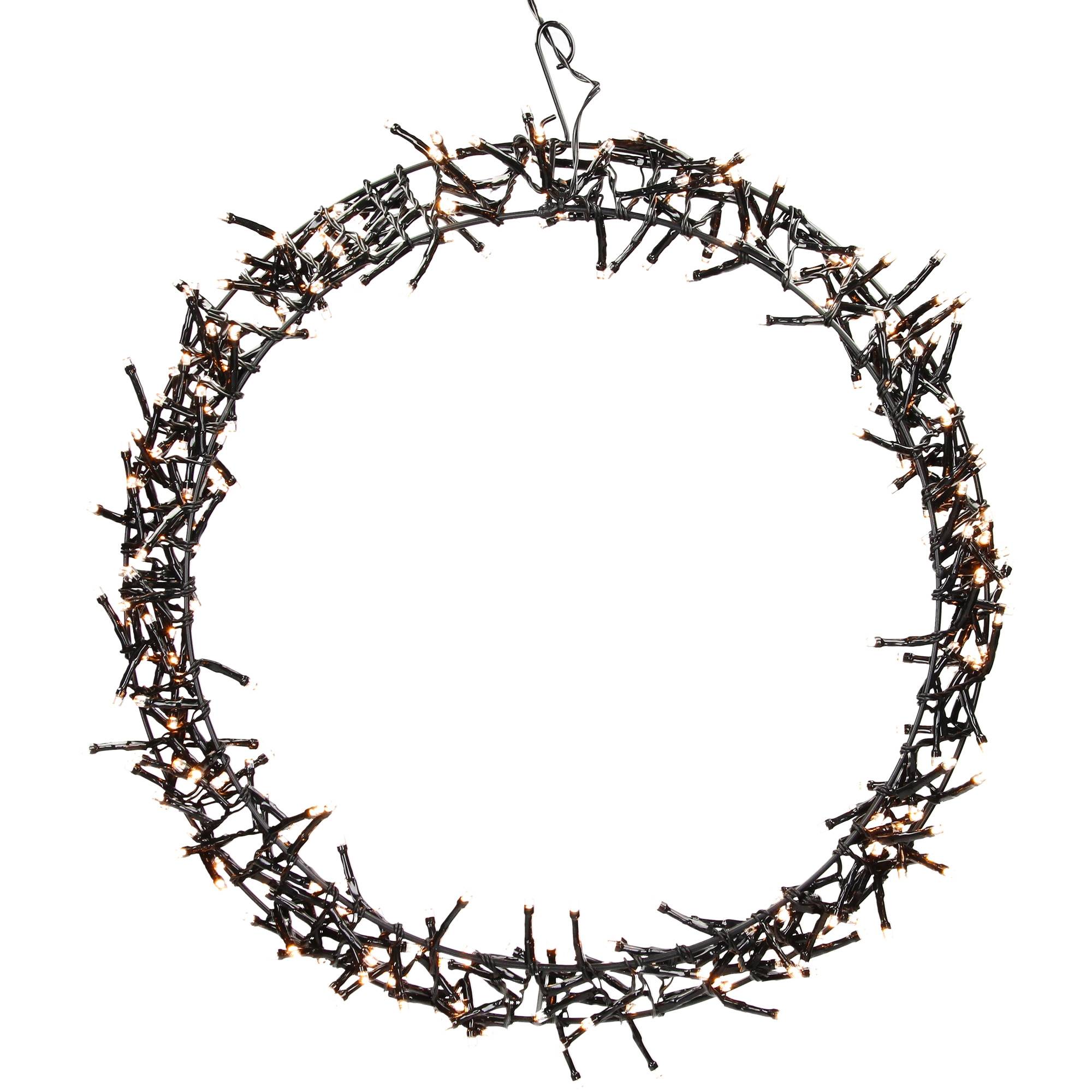 Ecd-Germany - Couronne lumineuse suspendue Ø38cm 300 LEDs blanc chaud en métal ronde 8 modes d'éclairage protection IP44 décoration festive de Noël anneau de porte - Image 1