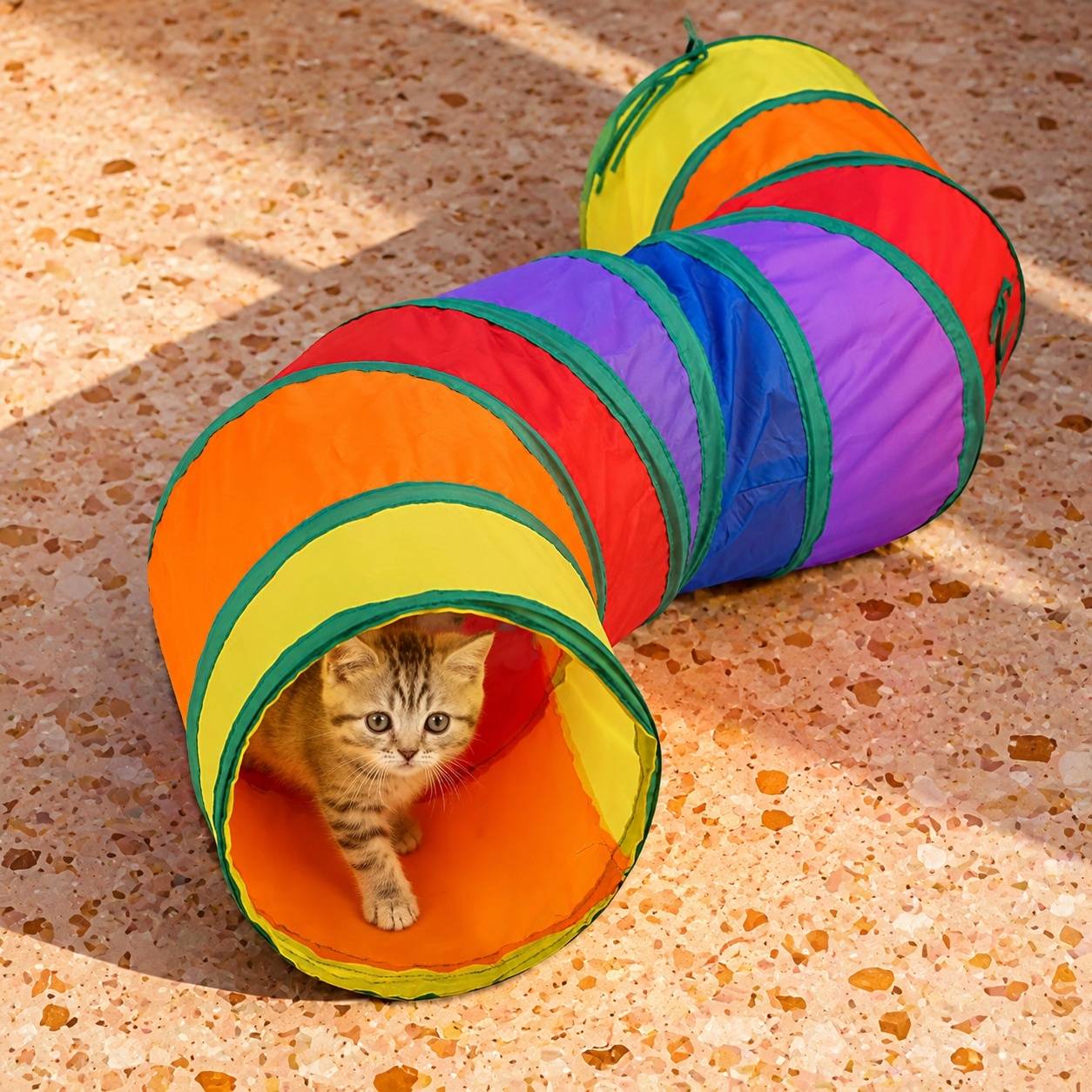 Tunnel Pour Chats D'intérieur Pliable Jeu Interactif Deux Voies Pour Lapins Cobayes - Image 2