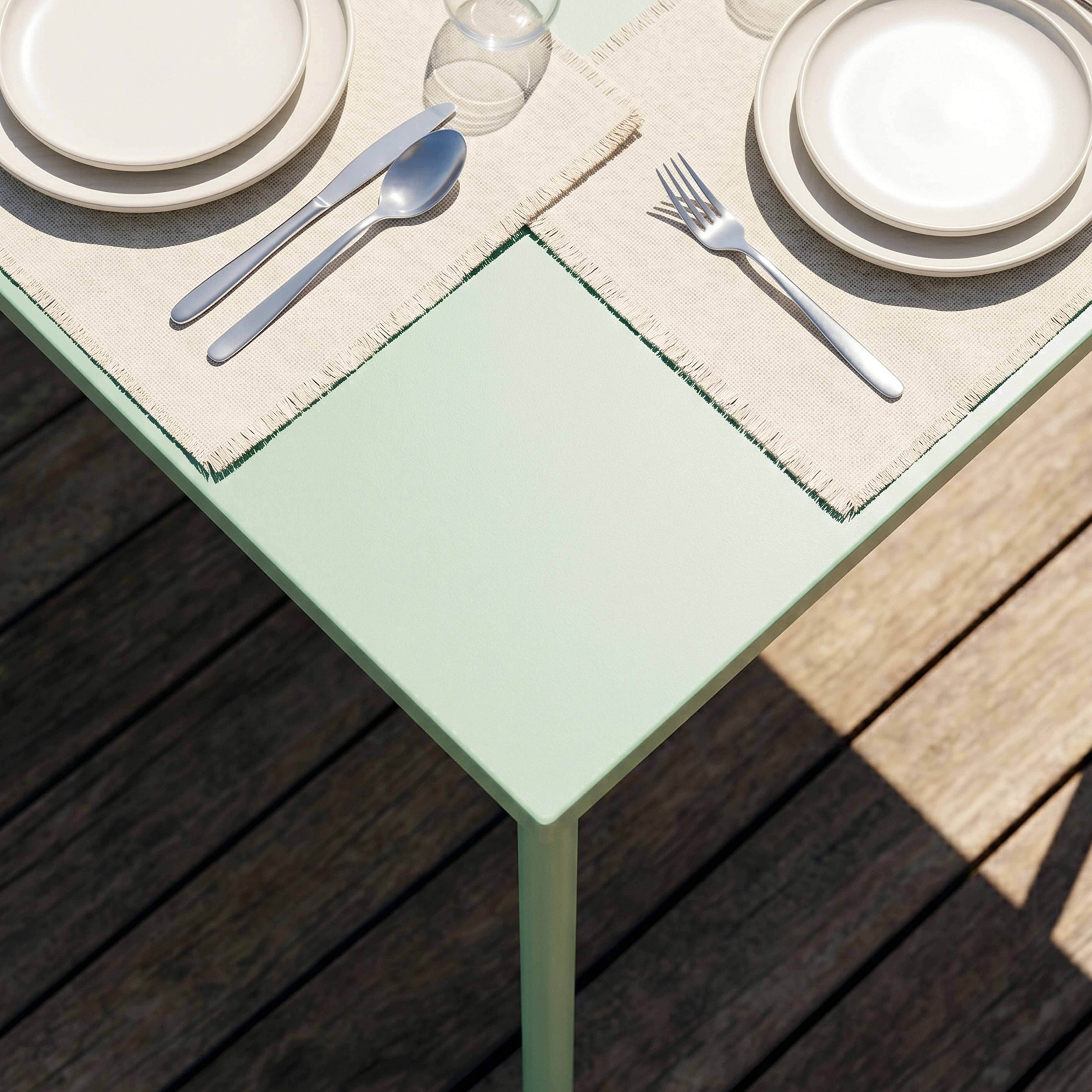 Oviala - Table de jardin rectangulaire en métal 8 places 180 cm vert sauge Palavas - Oviala - Imagen 4