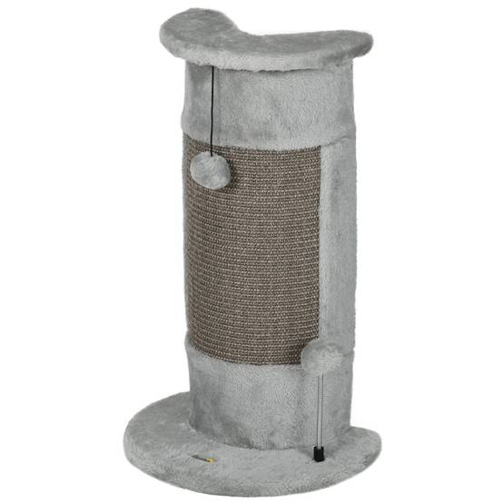 Griffoir pour Chat Poteau en Sisal avec Balles de Jeu Centre d'Activité Stable 34x26x58 cm Gris - ComfortXL Outdoor Living - Image 2